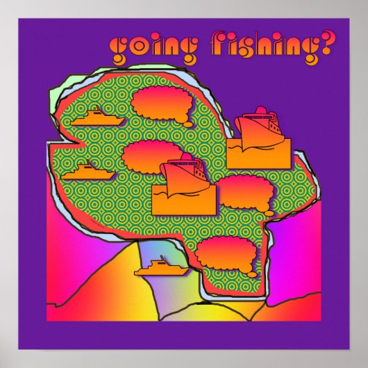 釣りに行く？ 釣り人楽しいね ポスター (正面)