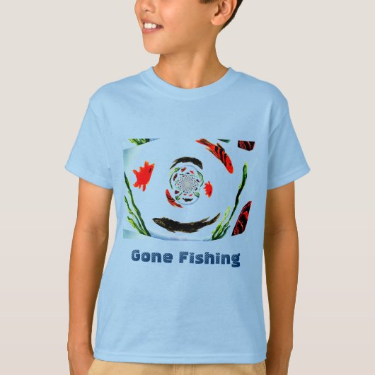 "釣りに行く" 面白い魚 Tシャツ (正面)