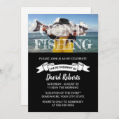 釣りに行こう！夏のビーチでの退職パーティー 招待状 (正面/裏面)