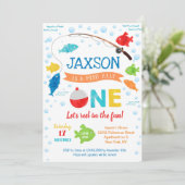 釣りのお魚の1歳の誕生日招待状 招待状 (スタンド正面)