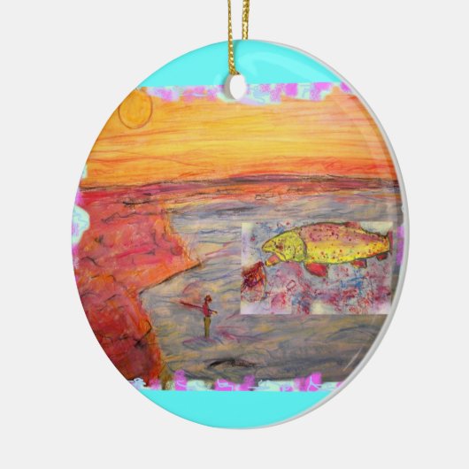 釣りのサンセットアート セラミックオーナメント (左)