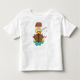 釣りの少女、釣り竿、漁師、ブロンドの髪 トドラーTシャツ