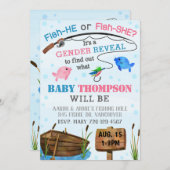 釣りの性別発表招待状 - お魚は男の子？女の子？ 招待状 (正面/裏面)