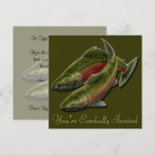 釣りの招待状 パーソナライズ サーモンアート RSVP 招待状 (正面/裏面)