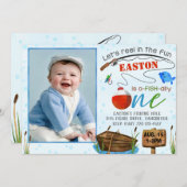 釣りの招待状 男の子の誕生日パーティー 魚の招待 招待状 (正面/裏面)