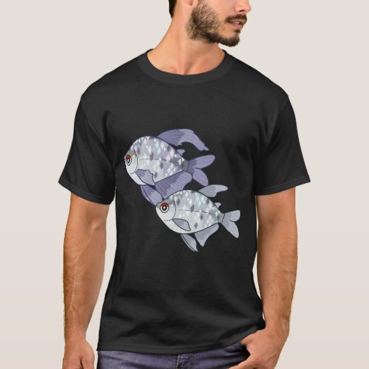 釣りの挑戦、海洋と河川での釣りをユニークな Tシャツ (正面)