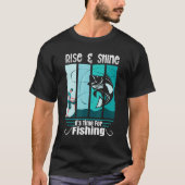 釣りの時間だ 起きろ 起床 アングラー Tシャツ (正面)