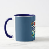 釣りの楽しいひととき マグカップ ネイビー (左)