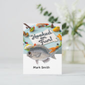 釣りの誕生日をテーマにした楽しいアクティビティに夢中 ポストカード (スタンド正面)