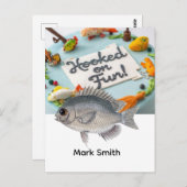 釣りの誕生日をテーマにした楽しいアクティビティに夢中 ポストカード (正面/裏面)