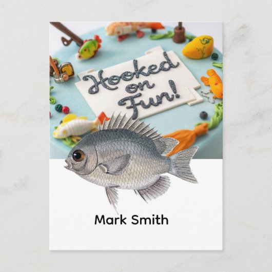 釣りの誕生日をテーマにした楽しいアクティビティに夢中 ポストカード (正面)