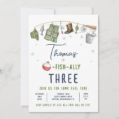 釣りの誕生日パーティー少年 オフィシャルな誕生日 招待状 (正面)