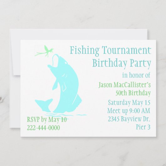 釣りの誕生日パーティー招待状 招待状 (正面)