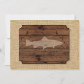 釣りの誕生日パーティー 木製 釣り竿 フォト 招待状 (裏面)