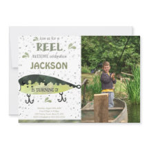 釣りの誕生日写真招待状