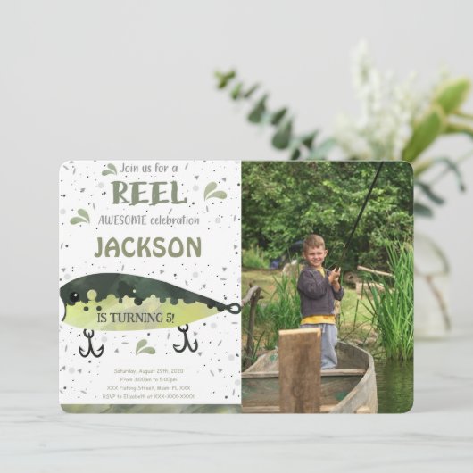 釣りの誕生日写真招待状 招待状 (スタンド正面)
