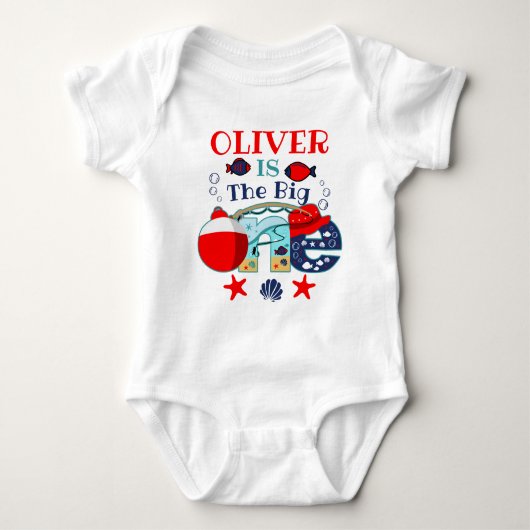 釣りの誕生日 ビッグワン | 誕生日おめでとう ベビーボディスーツ (正面)