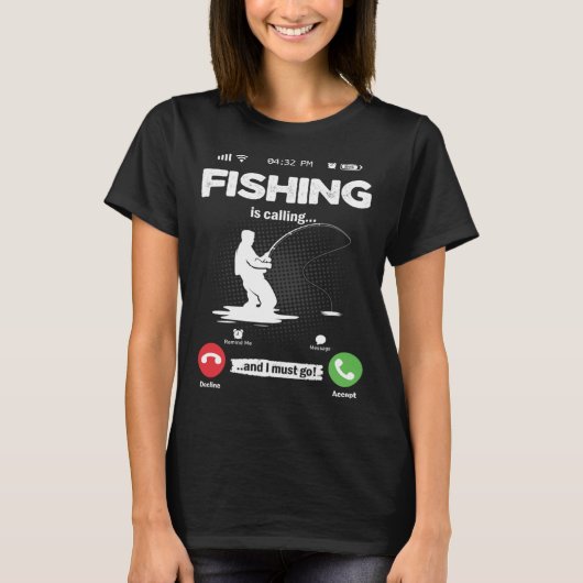 釣りの誘惑に勝てない 釣り竿 ホビー フィッシング Tシャツ (正面)