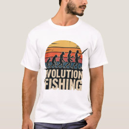 釣りの進化 - レトロな漁師の夕焼けTシャツ Tシャツ