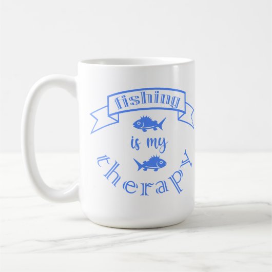 釣りは私のセラピー バナー リボンの引用 コーヒーマグカップ (左)