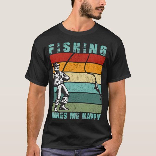 釣りは私を幸せにしてくれる Tシャツ (正面)