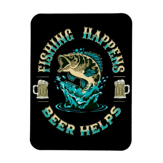 釣りは起こる。ビールが助ける！ マグネット (縦)