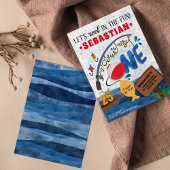 釣りへ行こう！1歳の誕生日パーティー招待状 招待状