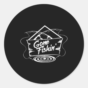釣りへ行こうTシャツ 釣り好きのためのギフト ラウンドシール
