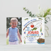 釣りや釣りをテーマにした誕生日招待状 招待状 (スタンド正面)