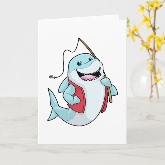 釣りをしていたらサメが釣れた カード (黄色い花)