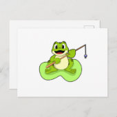 釣りをしているカエルと釣り竿 ポストカード (正面/裏面)
