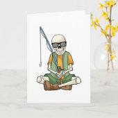 釣りをしているスケルトン カード (黄色い花)