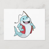 釣りをしている最中にサメ ポストカード (正面)