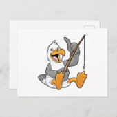 釣りをしながら魚を釣るトンビ ポストカード (正面/裏面)