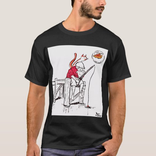 釣りをするおじいさん Tシャツ (正面)