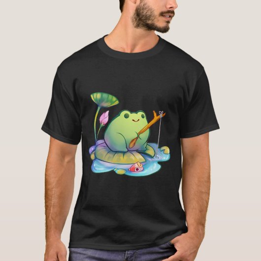 釣りをするカエル Tシャツ (正面)