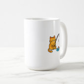 釣りをするネコのマグカップ コーヒーマグカップ (正面右)