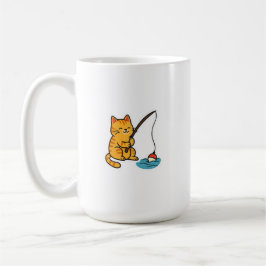 釣りをするネコのマグカップ コーヒーマグカップ