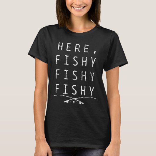 釣りをする人 ここ Tシャツ (正面)