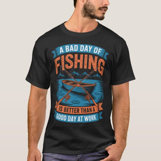 釣りをする日の釣り下手 Tシャツ (正面)