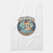 釣りをする猫のかわいいTシャツデザイン - 釣り猫 キッチンタオル (縦)