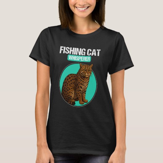 釣りをする猫 フィッシングキャット語り手 長袖 Tシャツ (正面)