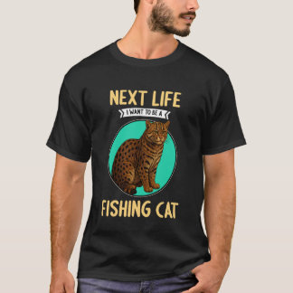 釣りをする猫 Next Life 釣り猫になりたい Tシャツ