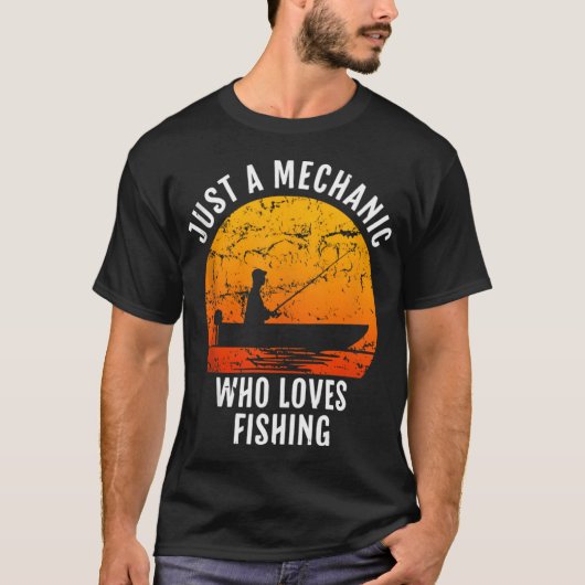 釣りをする猫 Tシャツ (正面)