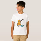 釣りをする猫 - Tシャツ (正面フル)