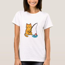 釣りをする猫 - Tシャツ