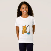 釣りをする猫 - Tシャツ (正面フル)
