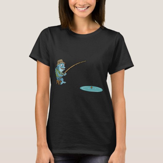 釣りをする魚 Tシャツ (正面)