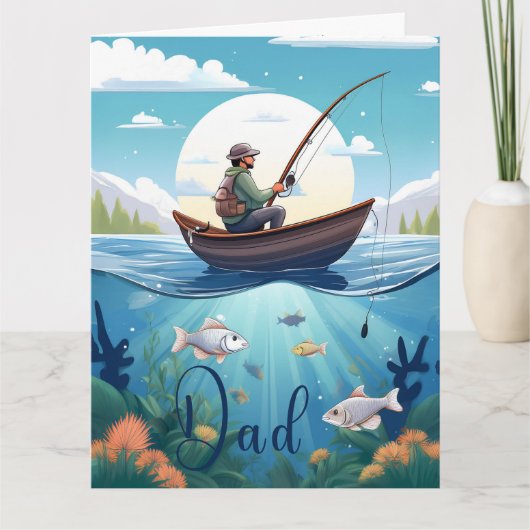 釣りをテーマにした父の誕生日 カード (正面)