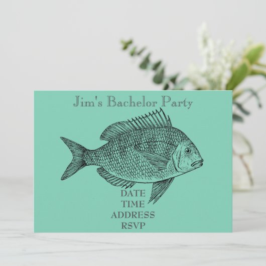釣りをテーマにした男性の独身パーティー 招待状 (スタンド正面)